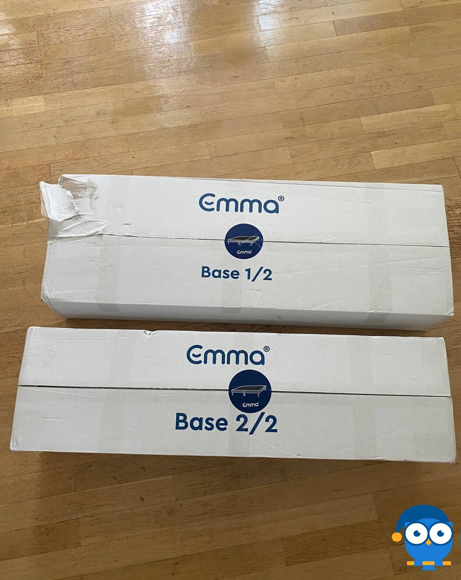 Onderdelen Emma bed verpakt in twee dozen